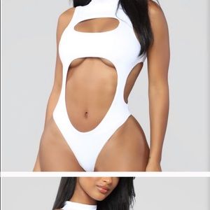 Fashion Nova White one piece bikini